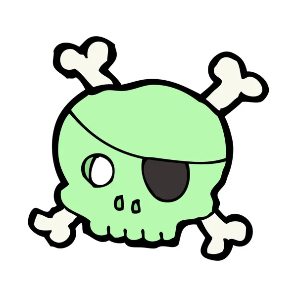Green Pirate Skull With A Bleeding Eye Socket — Stock Vector
