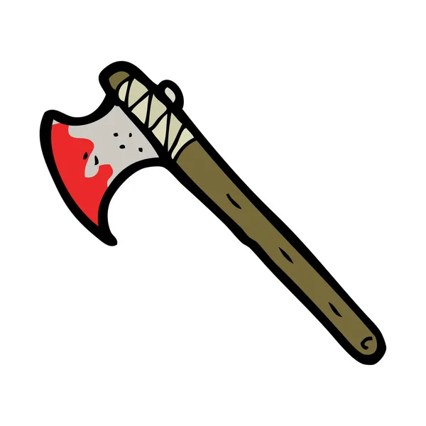 Cartoon bloody axe — Stock Vector