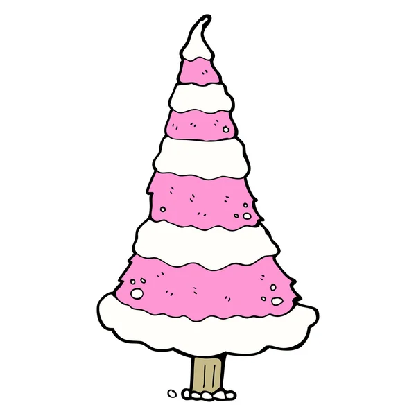 Pink xmas tree cartoon — Stock Vector
