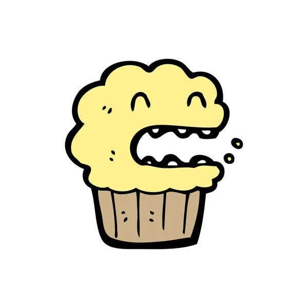 Riendo cumpleaños cupcake dibujos animados — Vector de stock