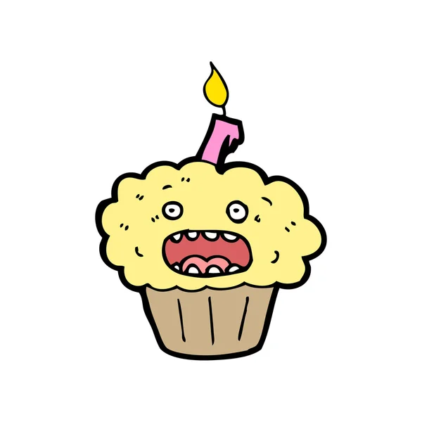 Tertawa ulang tahun kartun cupcake - Stok Vektor