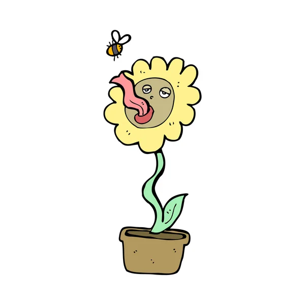 Polinização de flores de desenhos animados — Vetor de Stock