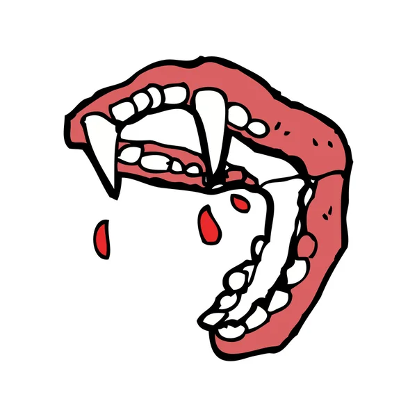 Dientes de vampiro de dibujos animados — Vector de stock