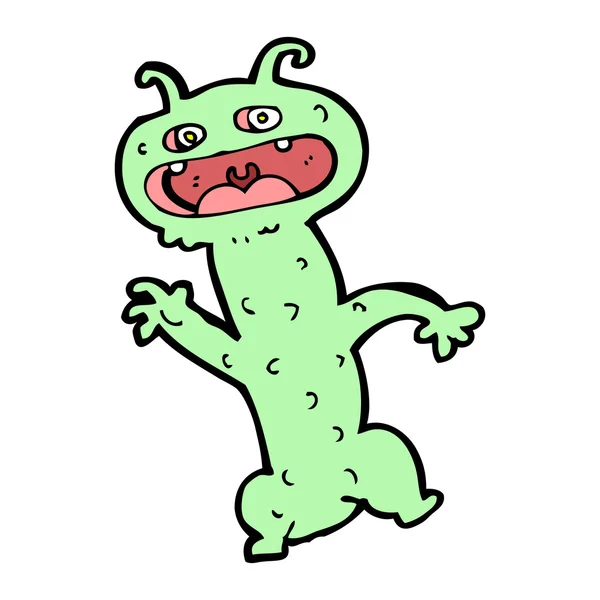 Dibujos animados monstruo verde divertido — Vector de stock