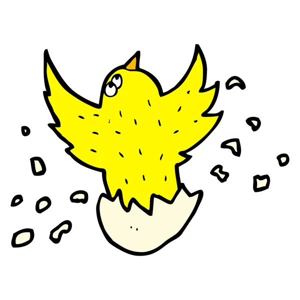 Cartoon bird hatching from egg — Stock Vector
