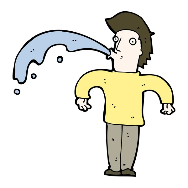 Man spitting water cartoon — Stock Vector