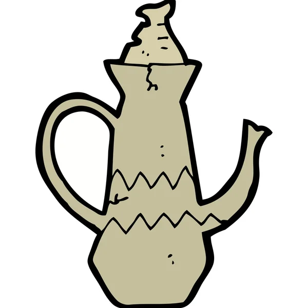 卡通破的旧咖啡壶 — 图库矢量图片