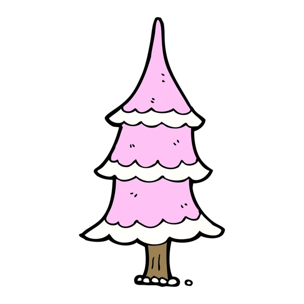 Cartoon pink christmas tree — Stock Vector
