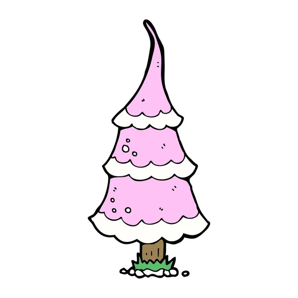 Cartoon pink christmas tree — Stock Vector
