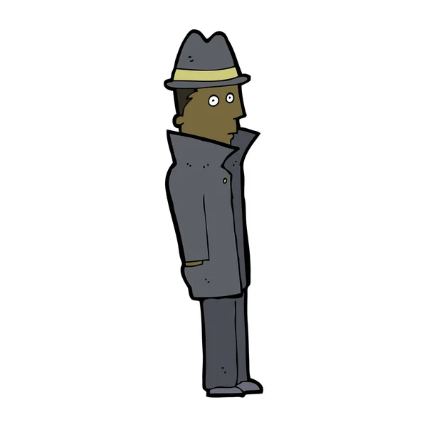 Uomo cartone animato in trench — Vettoriale Stock