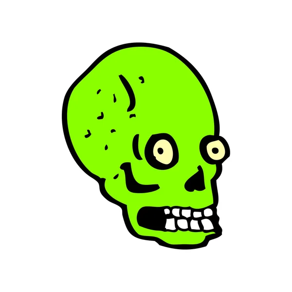 Cartoon spooky green skull — Stock Vector