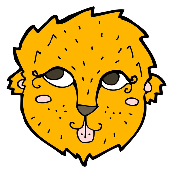Cara de león de dibujos animados amigable — Vector de stock