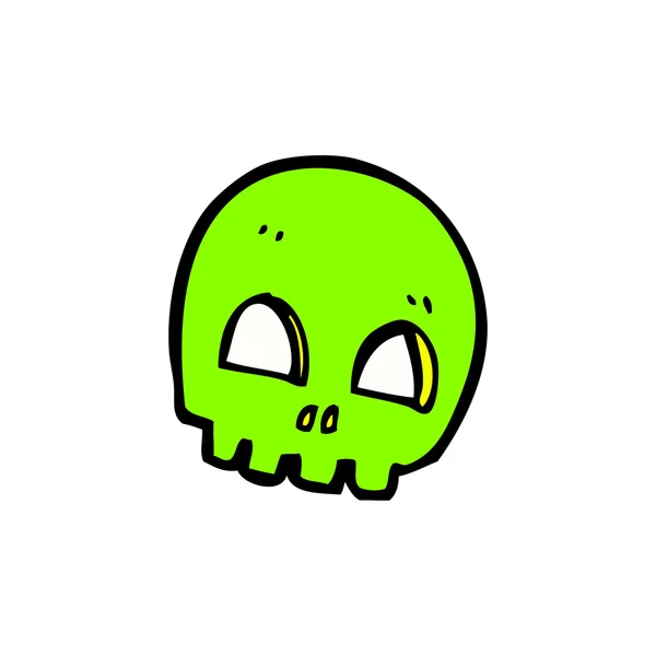 輝く緑のグラフィティ スタイル頭蓋骨漫画 — ストックベクタ