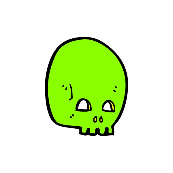 輝く緑のグラフィティ スタイル頭蓋骨漫画 — ストックベクタ