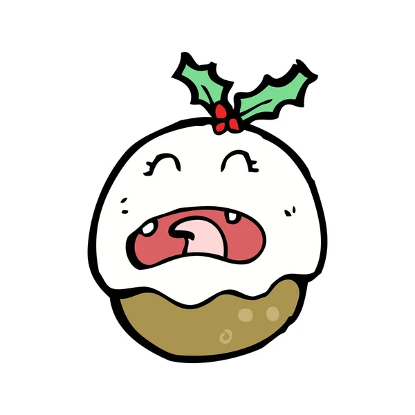 Funny christmas pudding cartoon — Stock vektor