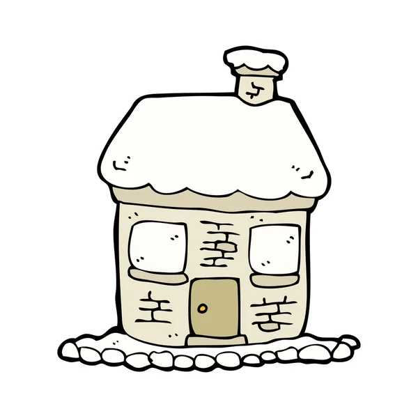房子盖在雪卡通 — 图库矢量图片