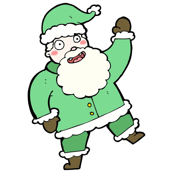 Waving santa claus in green — Stock Vector