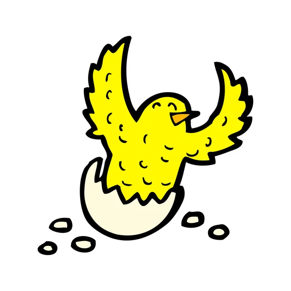 Cartoon chick breaking out of egg — Stock Vector