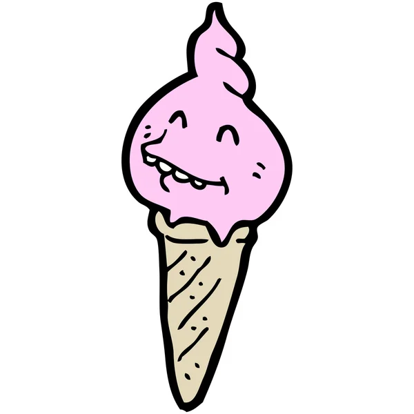 Cartoon retro ice cream cone character — Stock Vector