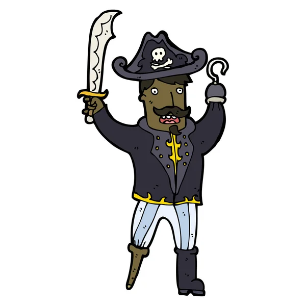 Capitán pirata de dibujos animados feroz — Vector de stock