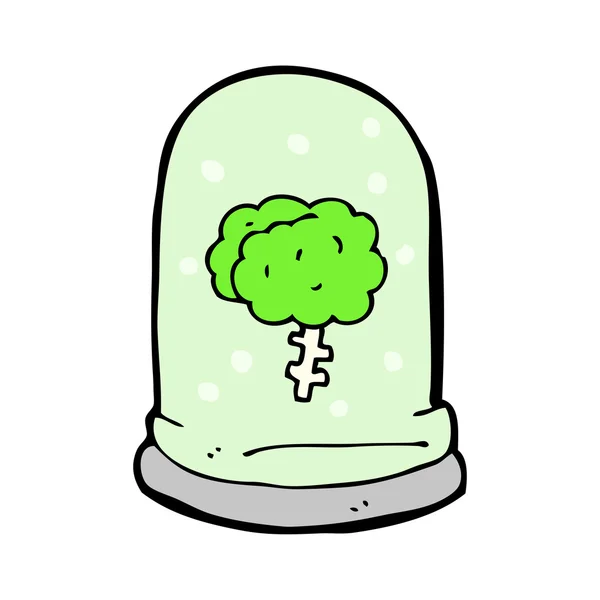 Brain floating in jar cartoon — Stock Vector