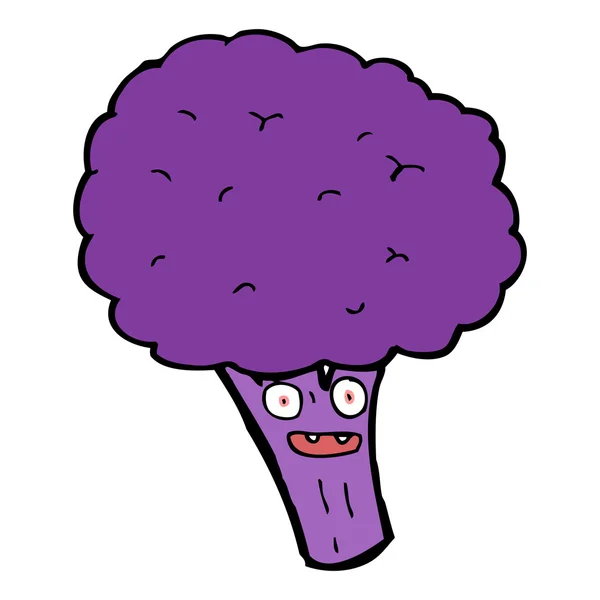 Cartoon purple broccoli — Stock Vector