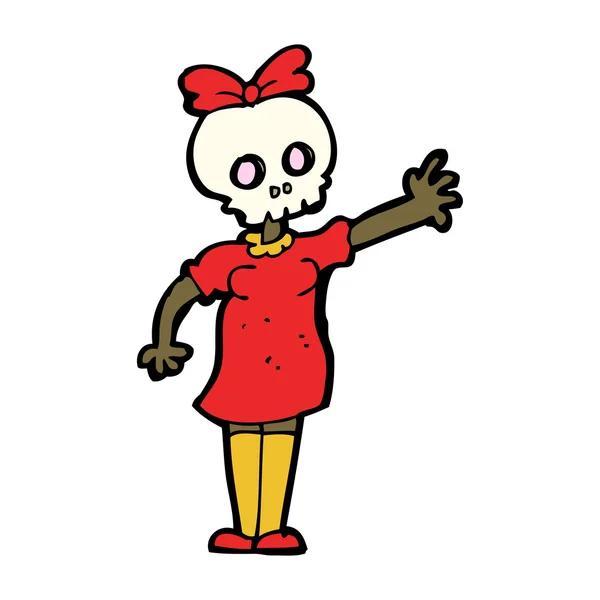Cartoon spooky skull girl — Stock Vector