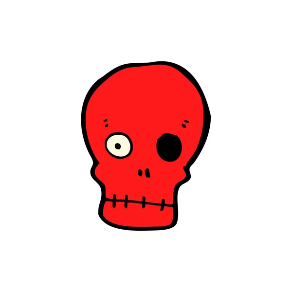 Schnurrbart roter Totenkopf Karikatur — Stockvektor