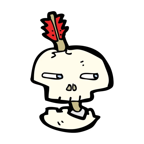 Crâne de bande dessinée avec flèche — Image vectorielle