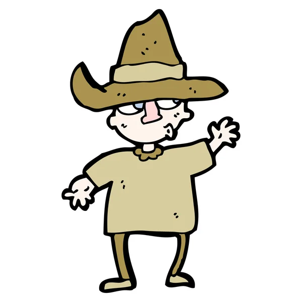 漫画の手を振っている小作農の農夫 — ストックベクタ