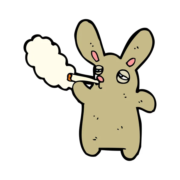 Desenhos animados coelho coelho fumar — Vetor de Stock