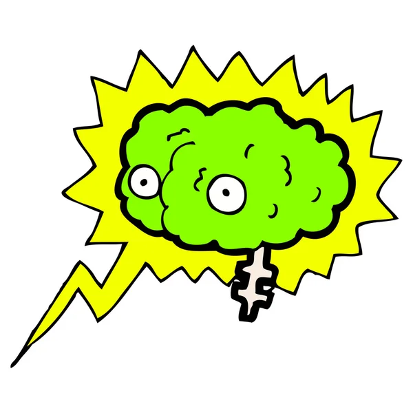 Glühender Gehirn-Cartoon — Stockvektor