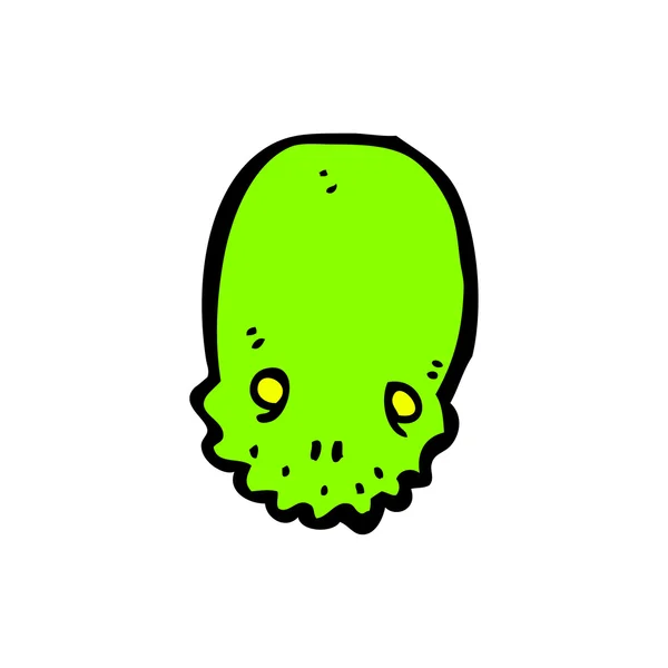 Cráneo verde de dibujos animados — Vector de stock