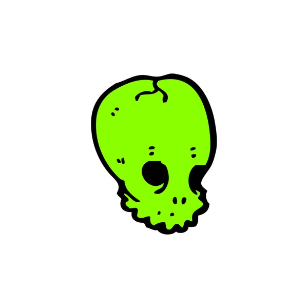 Crâne vert dessin animé — Image vectorielle