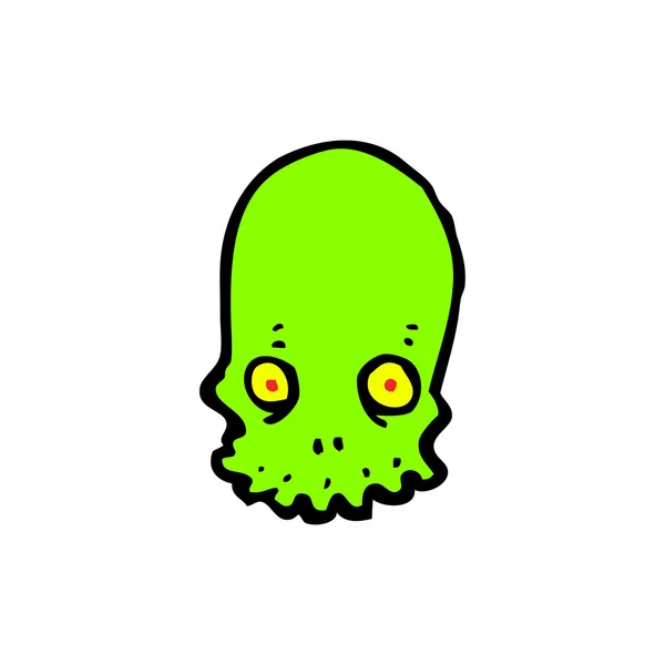 緑の頭蓋骨の漫画 — ストックベクタ