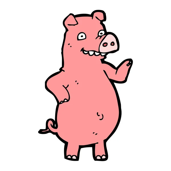 Tecknad gris vinka — Stock vektor