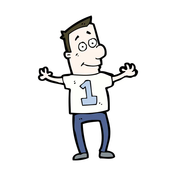 Uomo dei cartoni animati in camicia numero 1 — Vettoriale Stock