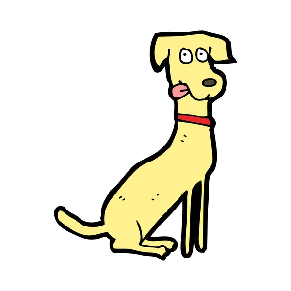 Γελοιογραφία εκπαιδευμένο σκυλί συνεδρίαση — Διανυσματικό Αρχείο