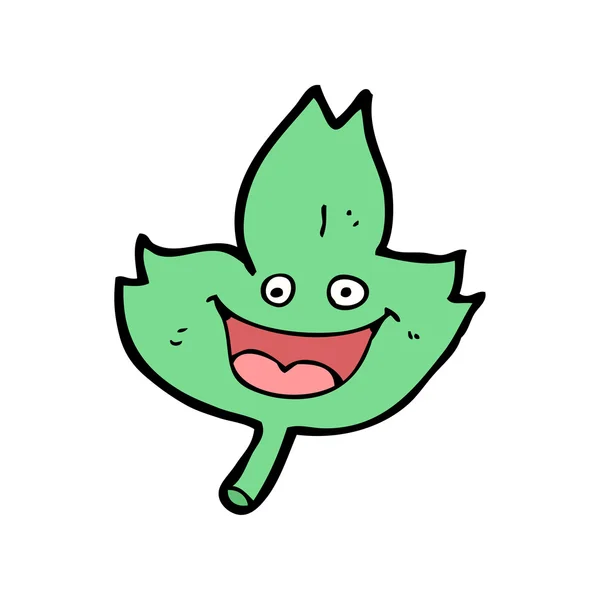Green leaf cartoon character — Stock Vector