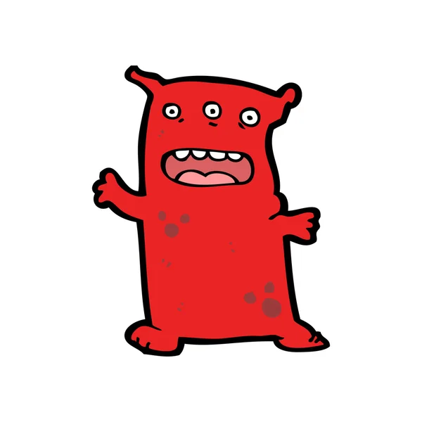 Rotes Monster oder Alien-Cartoon — Stockvektor