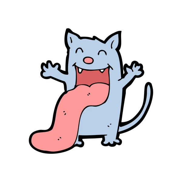 Мультфильм о счастливой кошке, торчащей из языка — стоковый вектор