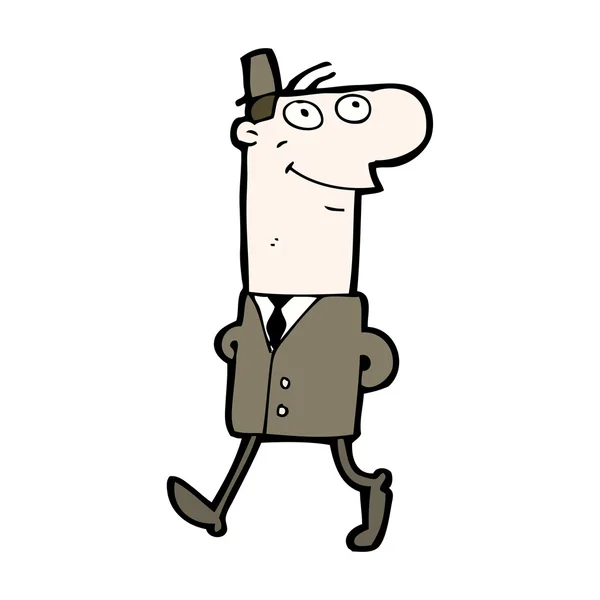 Homem dos desenhos animados andando para o trabalho — Vetor de Stock