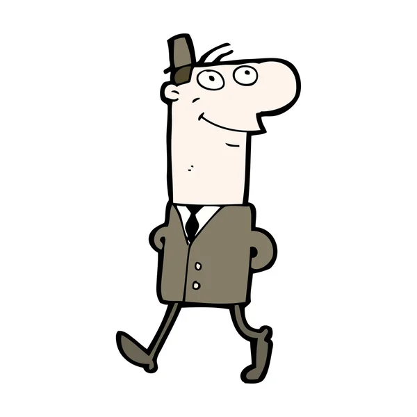 Cartoon man lopen om te werken — Stockvector