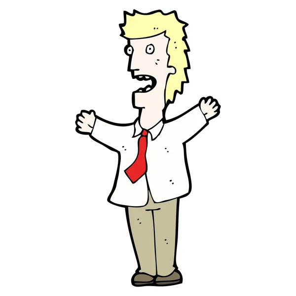 Cartoon man met rode stropdas — Stockvector