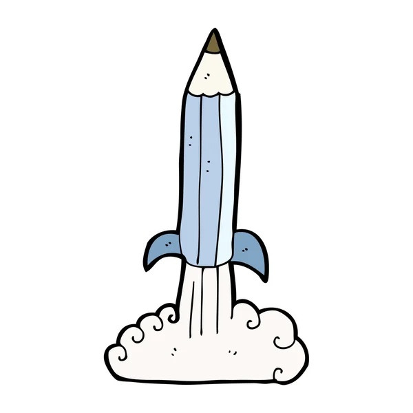 Pencil rocket launch cartoon — Stock Vector