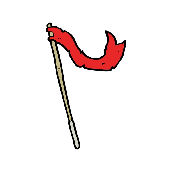 手を振っている赤い旗漫画 — ストックベクタ