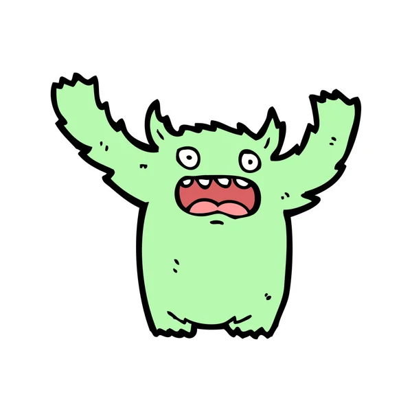 Peludo monstruo verde de dibujos animados — Vector de stock