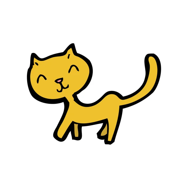 Happy little yellow cat cartoon — Stock Vector