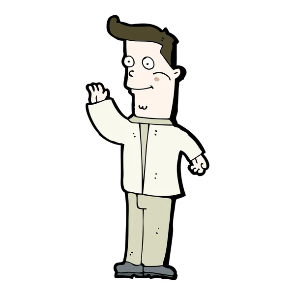 Hombre de dibujos animados saludando — Vector de stock