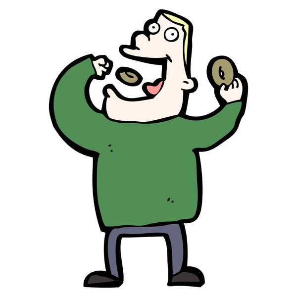 Man eating donuts cartoon — Stock Vector